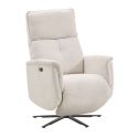Fauteuil relax électrique pivotant avec têtière manuelle tissu chenille gris clair - PARADIZIO