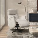Fauteuil relax électrique pivotant avec têtière manuelle tissu chenille gris clair - PARADIZIO