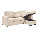Canapé d'angle droit convertible avec 1 coffre velours côtelé beige - NAPOLINO