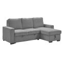 Canapé d'angle droit convertible avec 1 coffre velours côtelé gris - NAPOLINO