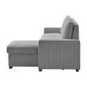 Canapé d'angle droit convertible avec 1 coffre velours côtelé gris - NAPOLINO