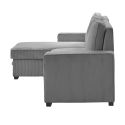 Canapé d'angle gauche convertible avec 1 coffre velours côtelé gris - NAPOLINO