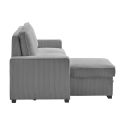 Canapé d'angle gauche convertible avec 1 coffre velours côtelé gris - NAPOLINO