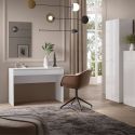 Bureau 110 cm avec un tiroir blanc laqué brillant - SYNERGIE