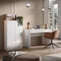 Bureau 110 cm avec un tiroir blanc laqué brillant - SYNERGIE