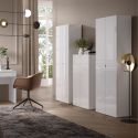 Rangement armoire 2 portes blanc laqué brillant - SYNERGIE