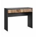 Bureau 78 cm avec un tiroir noir graphite et aspect bois antique - SYNERGIE