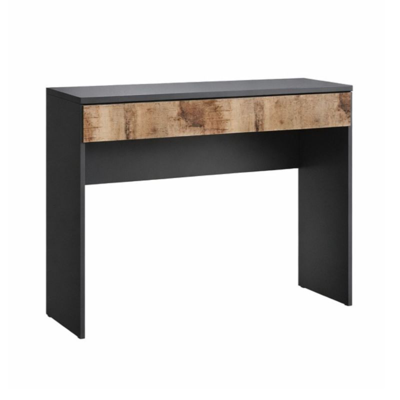 Bureau 78 cm avec un tiroir noir graphite et aspect bois antique - SYNERGIE