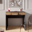 Bureau 78 cm avec un tiroir noir graphite et aspect bois antique - SYNERGIE