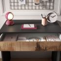 Bureau 78 cm avec un tiroir noir graphite et aspect bois antique - SYNERGIE