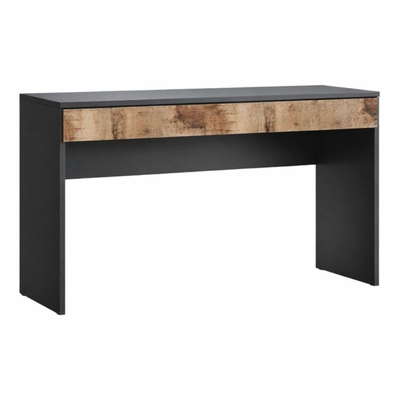 Bureau 110 cm avec un tiroir noir graphite et aspect bois antique - SYNERGIE