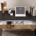 Bureau 110 cm avec un tiroir noir graphite et aspect bois antique - SYNERGIE