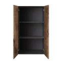 Rangement 2 portes noir graphite et aspect bois antique - SYNERGIE