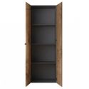 Rangement armoire 2 portes noir graphite et aspect bois antique - SYNERGIE
