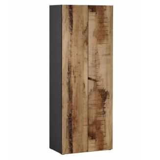 Rangement armoire 2 portes noir graphite et aspect bois antique - SYNERGIE