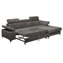 MARCEAU - Canapé Méridienne Droite 3 Places Convertible Tissu Gris Foncé