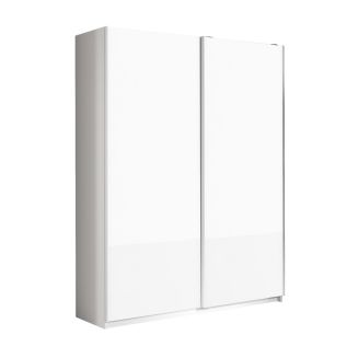 Armoire 2 portes coulissantes 180x210 cm blanc laquée brillant - SWAM