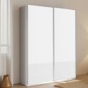Armoire 2 portes coulissantes 180x210 cm blanc laquée brillant - SWAM