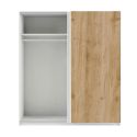 Armoire 2 portes coulissantes 180x210 cm 1 porte blanc laquée et 1 porte aspect bois finition Cadiz - SWAM
