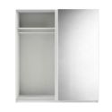 Armoire 2 portes coulissantes 180x210 cm 1 porte blanc laquée et 1 porte miroir - SWAM