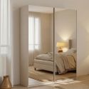 Armoire 2 portes coulissantes 180x210 cm blanc laquée portes miroir - SWAM