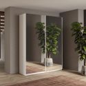 Armoire 2 portes coulissantes 180x210 cm blanc laquée portes miroir - SWAM