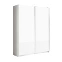 Armoire 2 portes coulissantes 180x210 cm + complément 2 étagères laquée blanc brillant - SWAM