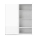 Armoire 2 portes coulissantes 180x210 cm + complément 2 étagères laquée blanc brillant - SWAM
