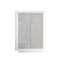 Rangement 2 portes blanc laqué façades aspect ciment piètement socle - AZONTO