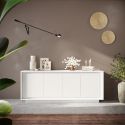 Buffet 4 portes blanc laqué piètement socle - AZONTO