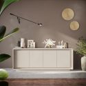 Buffet 4 portes beige poudré piètement socle - AZONTO