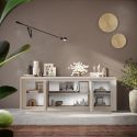 Buffet 4 portes beige poudré piètement socle - AZONTO