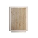 Rangement 2 portes beige poudré façades aspect bois finition Cadiz piètement socle - AZONTO
