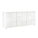 Buffet 3 portes blanc laqué sérigraphies multi-motifs - JUAN