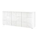 Buffet 3 portes blanc laqué sérigraphies multi-motifs - JUAN