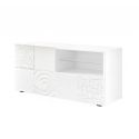 Meuble TV 1 porte blanc laqué sérigraphies multi-motifs - JUAN