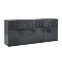 Buffet 3 portes anthracite laqué sérigraphies multi-motifs - JUAN