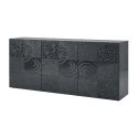 Buffet 3 portes anthracite laqué sérigraphies multi-motifs - JUAN