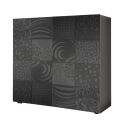 Rangement 2 portes anthracite laqué sérigraphies multi-motifs - JUAN