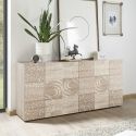 Buffet 3 portes aspect bois samoa sérigraphies multi-motifs - JUAN
