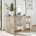 Buffet 3 portes aspect bois samoa sérigraphies multi-motifs - JUAN