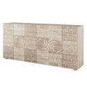 Buffet 3 portes aspect bois samoa sérigraphies multi-motifs - JUAN