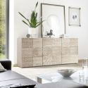 Buffet 3 portes aspect bois samoa sérigraphies multi-motifs - JUAN