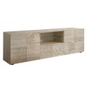 Meuble TV 2 portes aspect bois samoa sérigraphies multi-motifs - JUAN