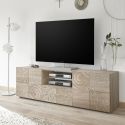 Meuble TV 2 portes aspect bois samoa sérigraphies multi-motifs - JUAN