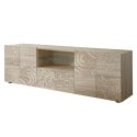 Meuble TV 2 portes aspect bois samoa sérigraphies multi-motifs - JUAN
