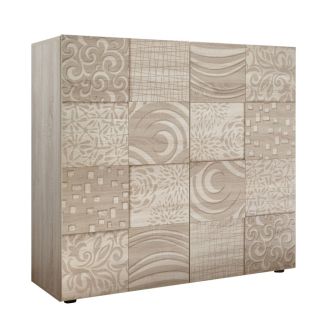 Rangement 2 portes aspect bois samoa sérigraphies multi-motifs - JUAN