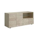 Meuble TV 1 porte aspect bois samoa sérigraphies multi-motifs - JUAN