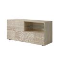 Meuble TV 1 porte aspect bois samoa sérigraphies multi-motifs - JUAN