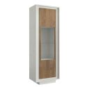 Vitrine 1 porte blanc laqué façades aspect bois finition Mercure et verre piètement socle - AZONTO